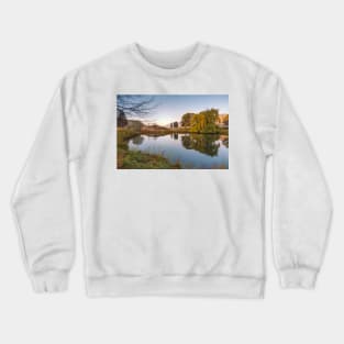 Garden Pond Reflecting Autumn Trees at Sunset Crewneck Sweatshirt